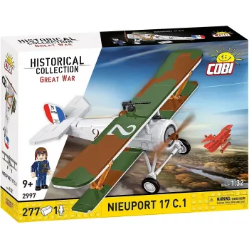 Conjunto de construção Cobi Blocks Nieuport 17 C.1 277 peças — kit de avião modelo, conjunto de blocos de encaixe colecionável