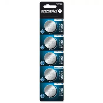 Pilha tipo botão everActive CR2430 lítio 3 V, 24,5 mm × 3 mm, pack de 5