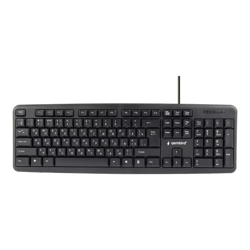 Teclado Gembird KB-U-103-RU Escritório USB QWERTY Inglês Russo Preto