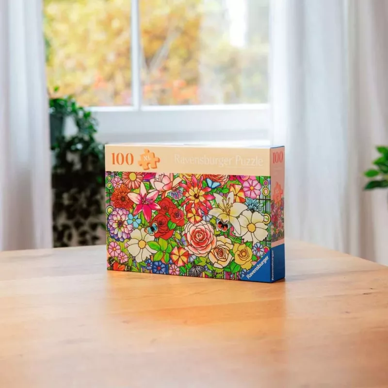 Ravensburger Feel Well & Puzzle - Janela florida, 100 peças, elementos táteis