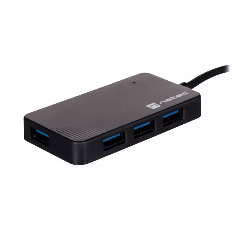 Hub USB NATEC Moth 4 portas USB 3.2 Gen 1 Type-A (5000 Mbit/s), alimentado por USB, preto, cabo de 0,15 m
