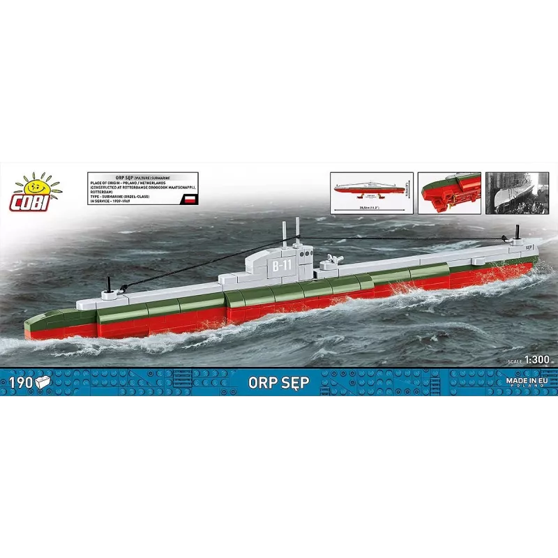 Maquete de plástico Cobi Submarino polaco ORP Sęp escala 1:300 (COBI-4856)