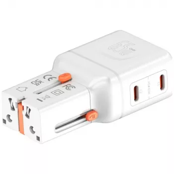 Carregador de viagem World 65W USB-C + USB-A branco