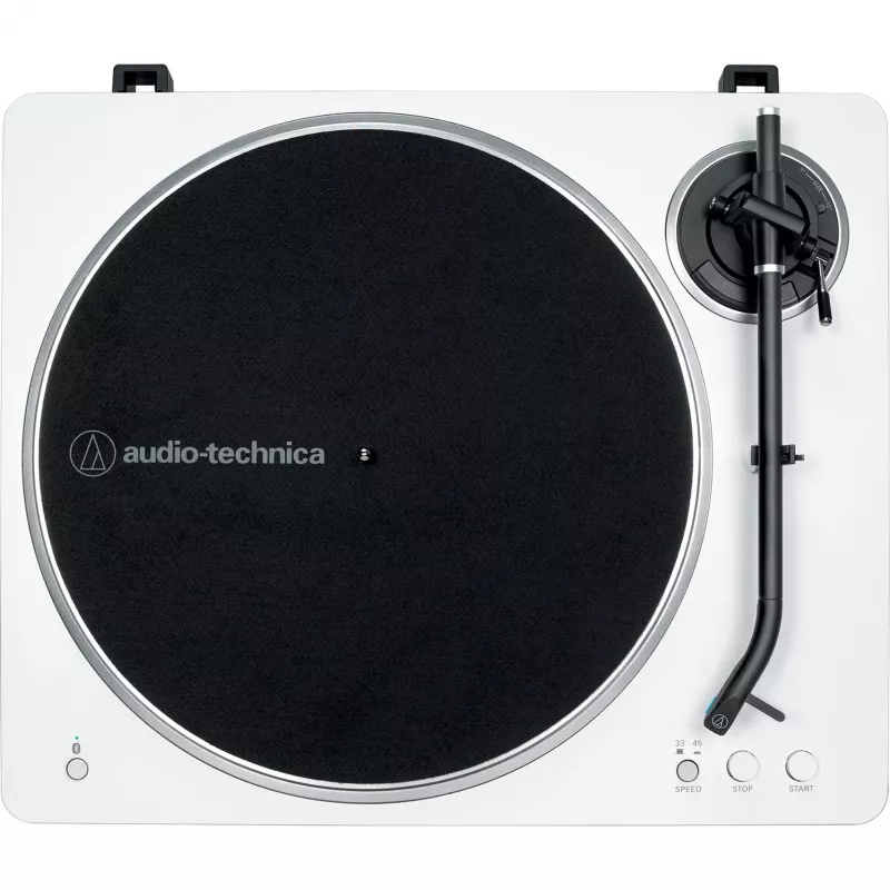 Gira-discos de áudio com acionamento por correia Audio-Technica AT-LP70XBT prata/branco totalmente automático