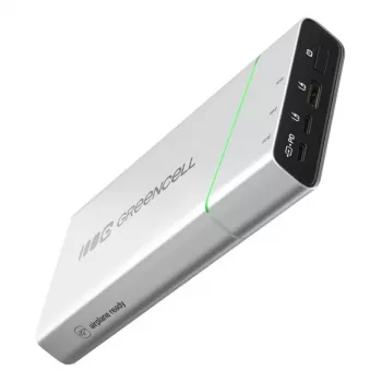 Bateria portátil Green Cell BPLGC20P 20800 mAh de iões de lítio, USB-C PD 65W, 2x USB-C + 1x USB-A, caixa em alumínio