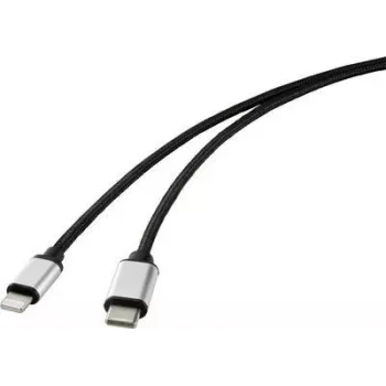 Cabo de ligação para telemóvel Renkforce USB [1x ficha USB-C™ – 1x ficha Apple Lightning] 2,00 m preto (RF-4353448)