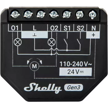 Shelly 2PM Gen3 interruptor inteligente 2P preto