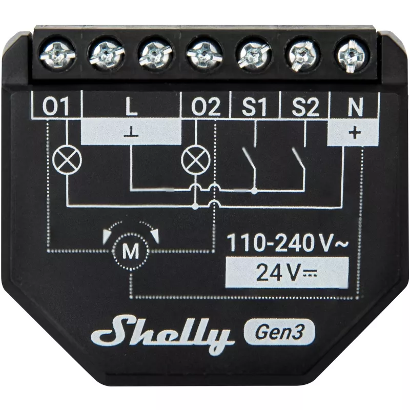 Shelly 2PM Gen3 interruptor inteligente 2P preto