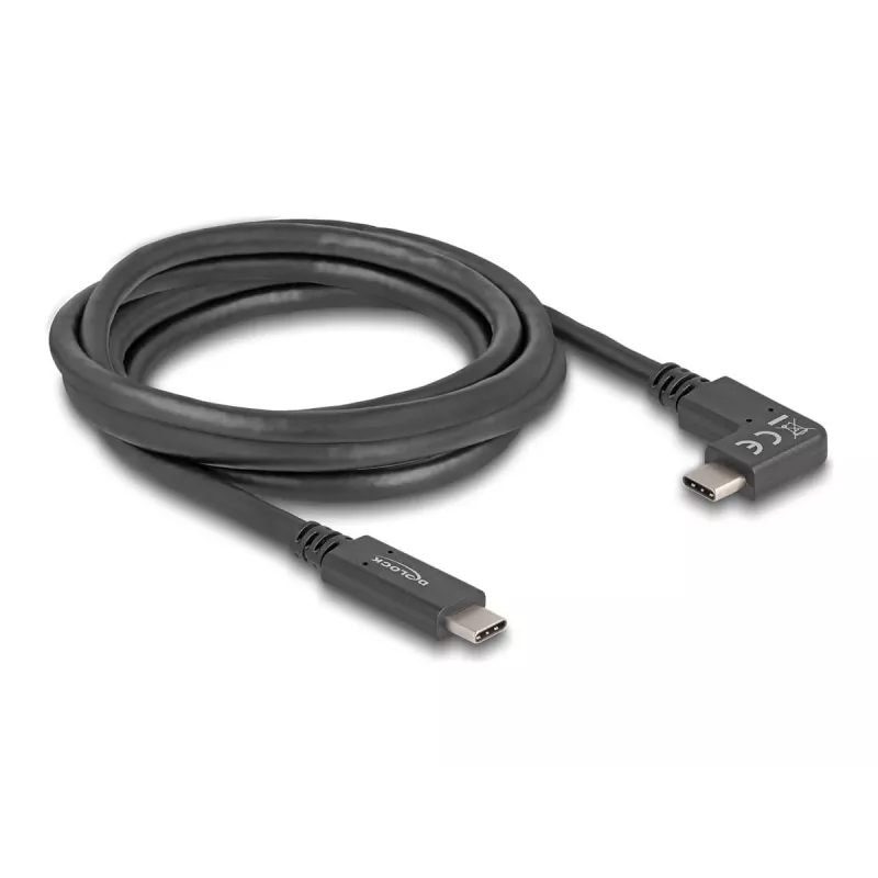 Cabo USB DeLOCK conector USB Type-C macho para conector USB Type-C macho angular 2 m 5 Gbit/s 4K PD 60 W