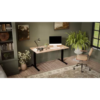 Secretária com regulação elétrica de altura MOON LONG 150x80x72-120 preta/carvalho Wotan