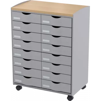 Carrinho de arrumação Paperflow DT162N.02.23, 16 gavetas, 55,2×74,5×35 cm, cinzento