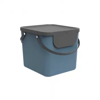 Caixa de armazenamento de plástico rotho Albula 40 L retangular, azul, capacidade 40 L, orifício de suspensão, 400×358×340 mm