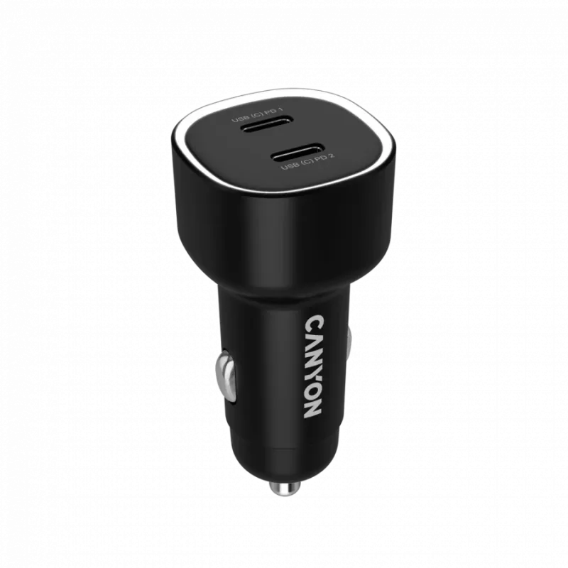 Carregador de automóvel CANYON OnDrive 60 PD 60W 2xUSB-C — 60W de potência, 2 portas USB-C, preto