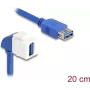 Módulo Keystone DeLOCK cabo USB 5 Gbps Type-A conector fêmea para conector fêmea 90° angular 20 cm azul