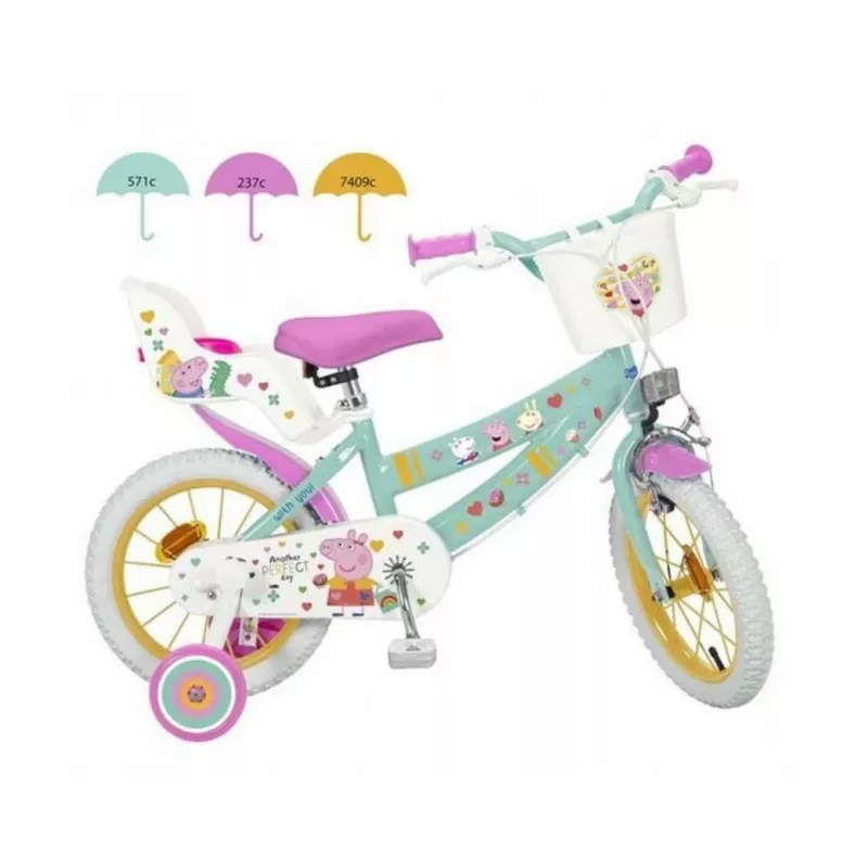 Bicicleta infantil Toimsa 12” Swinka Peppa verde – roda de 12 polegadas, transmissão de entrada, compatível com rodinhas