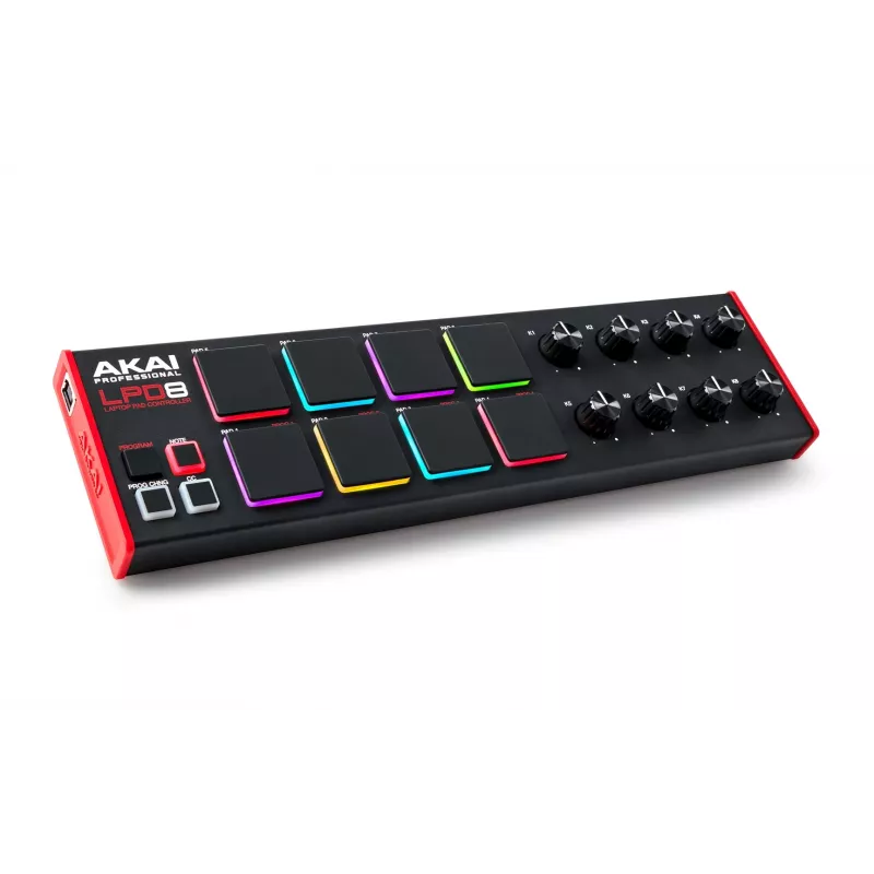 Teclado MIDI Akai LPD8 MKII 8 teclas USB preto, vermelho
