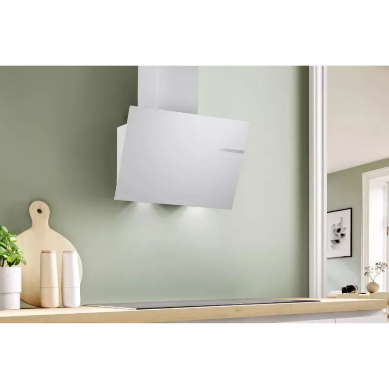 Exaustor de parede Bosch DWK65DK20, 590×325×690 mm, 550 m³/h, 3 velocidades, 62 dB, branco, filtro de gordura em alumínio