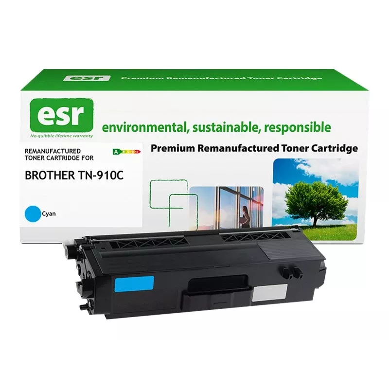 Cartucho de toner ESR compatível com Brother TN-910C ciano recondicionado 9.000 páginas