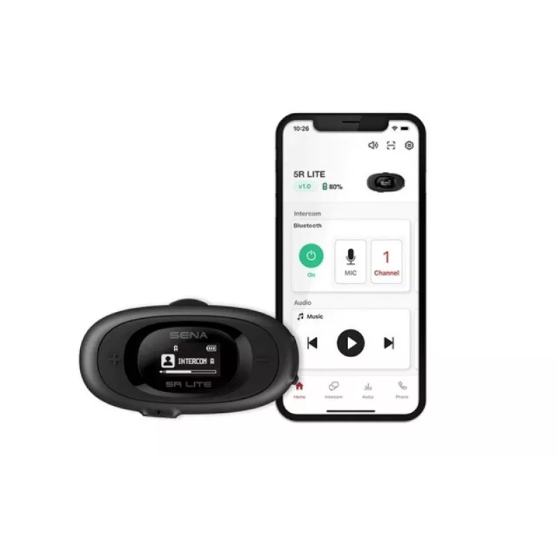 Intercomunicador para mota Sena 5R Lite Bluetooth 5.1 1700 m de alcance com ecrã LCD e microfone universal para dois capacetes