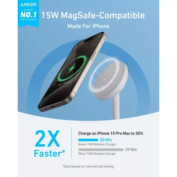 Auscultadores Anker MagGo branco USB sem fios carregamento rápido interior