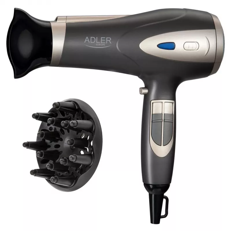 Secador de cabelo Adler AD 2248gc 2200W — iónico, 2 velocidades, 3 temperaturas, jato frio, difusor, concentrador, cabo de 1,8 m