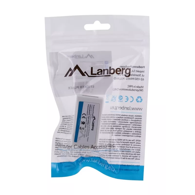 Lanberg AD-RJ45-RJ45-OU6 acoplador RJ45 Cat.6 UTP, branco