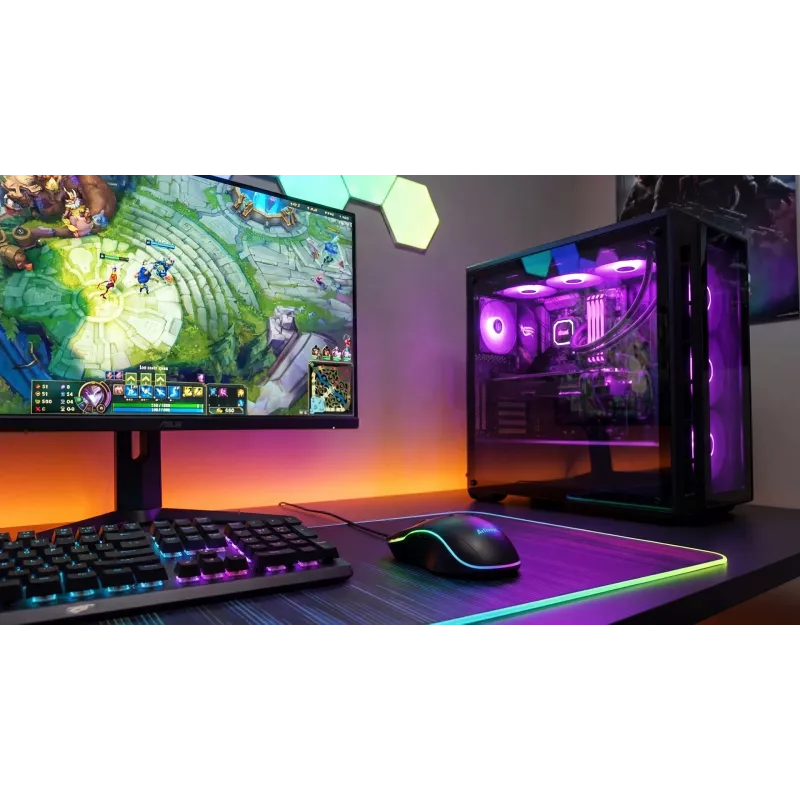Rato gaming com fios aquecido ActiveJet AMY-W390 — ambidestro, ótico 2000 DPI, USB Type-A, 4 botões, preto