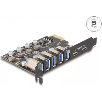 Placa DELOCK PCI Express x1 90346 — 5 Gbit/s, 5 portas externas