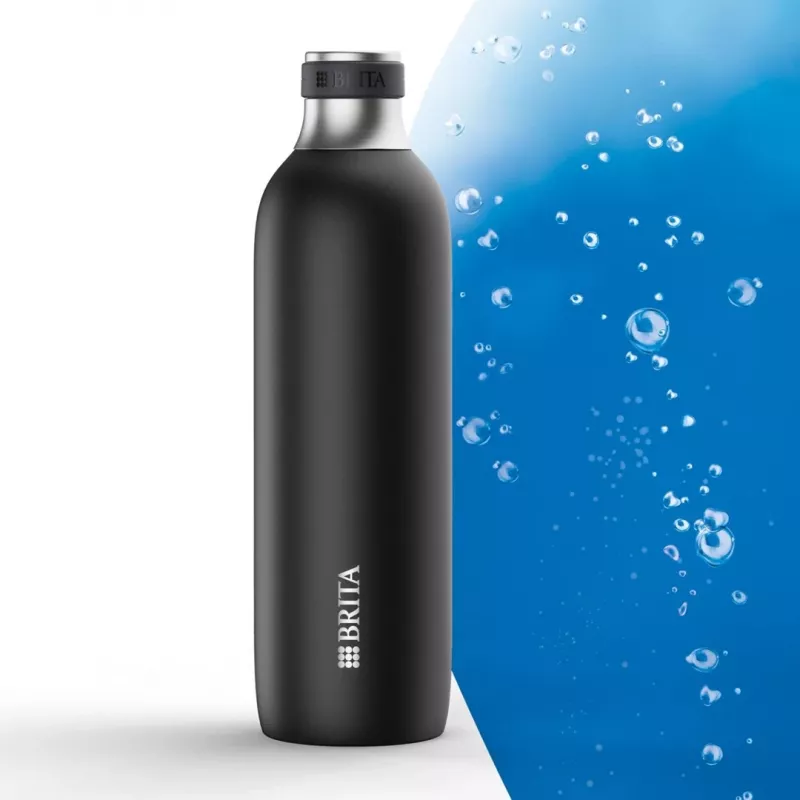 Garrafa de carbonatação BRITA 650 ml, aço inoxidável, preta, apta para máquina de lavar loiça