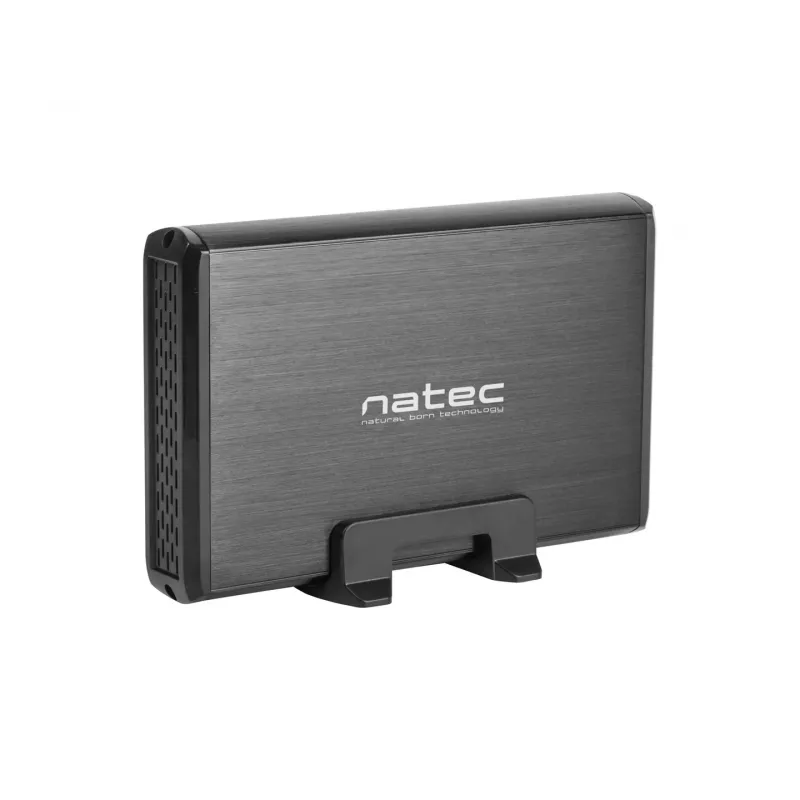 NATEC NKZ-0448 RHINO caixa externa USB 3.0 para discos SATA de 3,5 polegadas preta em alumínio