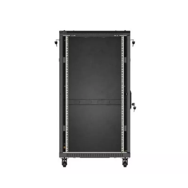 Armário rack LANBERG FF01-6222-12B 22U 600x1200 mm preto com portas frontal e traseira de vidro