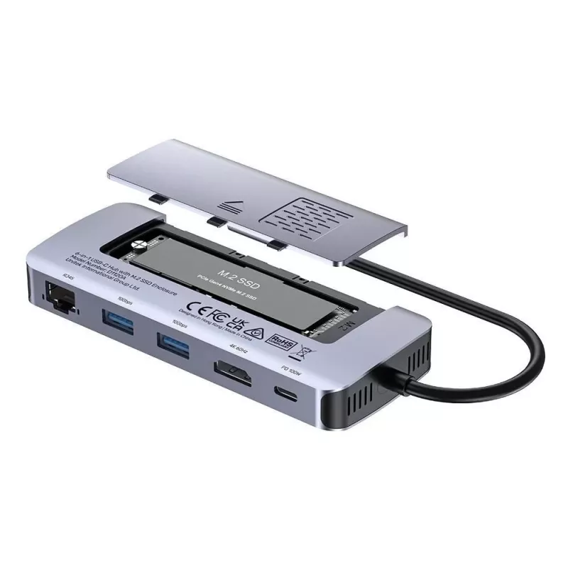 Hub ativo UNITEK USB-C 10GBPS, M.2, HDMI, PD 100W
