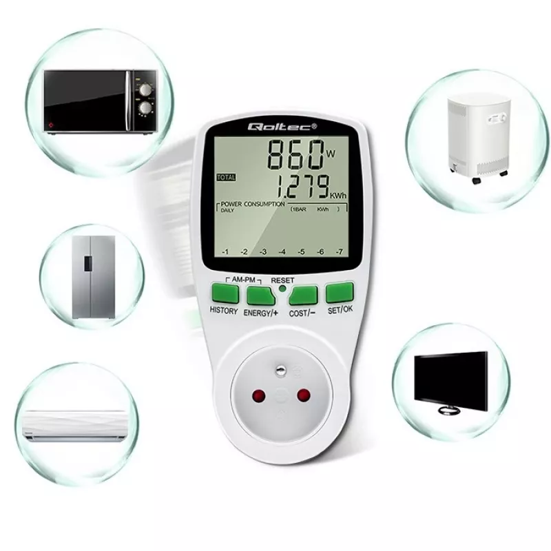 Medidor de potência QOLTEC PM0627 3680W com histórico — QOLTEC PM0627 3680W