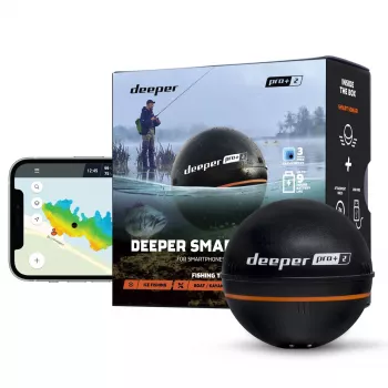 Sonda de peixe portátil Deeper Smart Sonar PRO+ 2 sonar 675 kHz, alcance 100 m, 65×65×65 mm, Li‑Ion 950 mAh