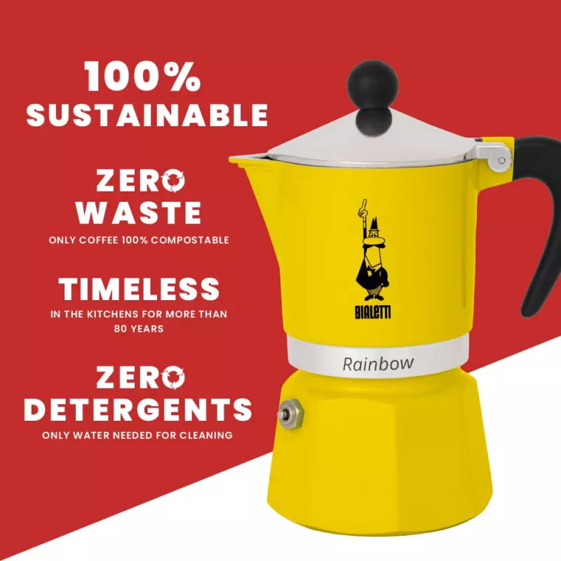 Cafeteira Moka Bialetti Rainbow preto amarelo