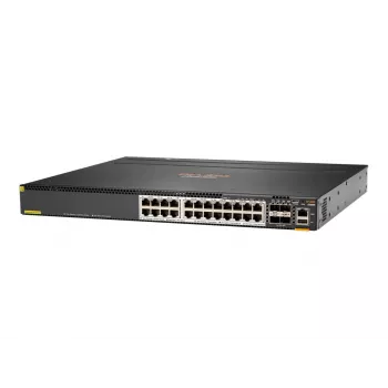 Hewlett Packard Enterprise HPE Aruba 6300M - Switch - L3 - gerido - 24 x 1/2,5/5/10GBase-T + 4 x 1 Gigabit / 10 Gigabit / 25 Gigabit / 50 Gigabit SFP56 (Uplink / Stacking) - Frente