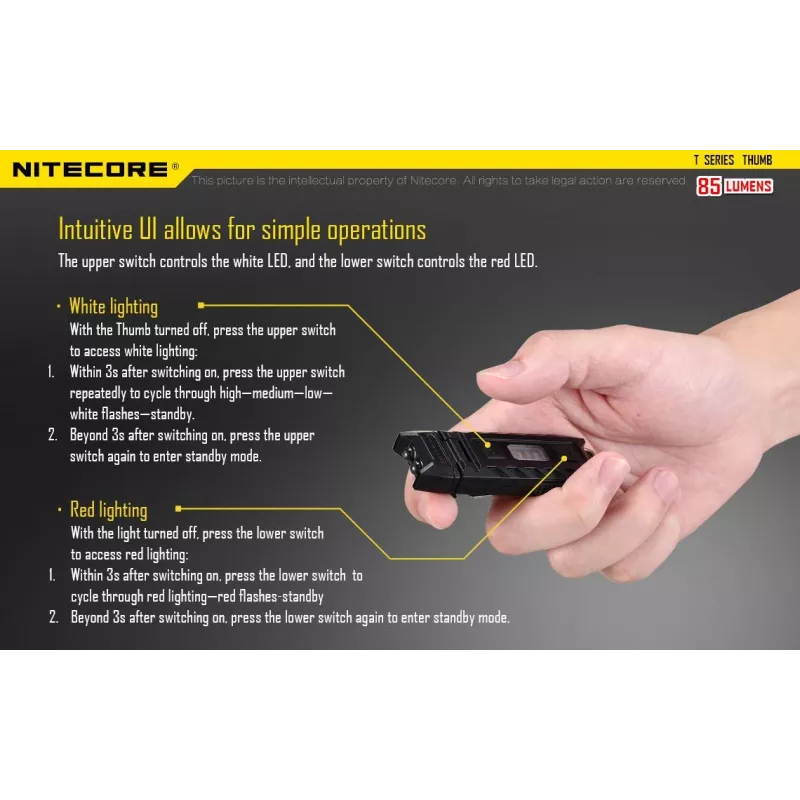 Lanterna série T 85 LUMENS/THUMB Nitecore
