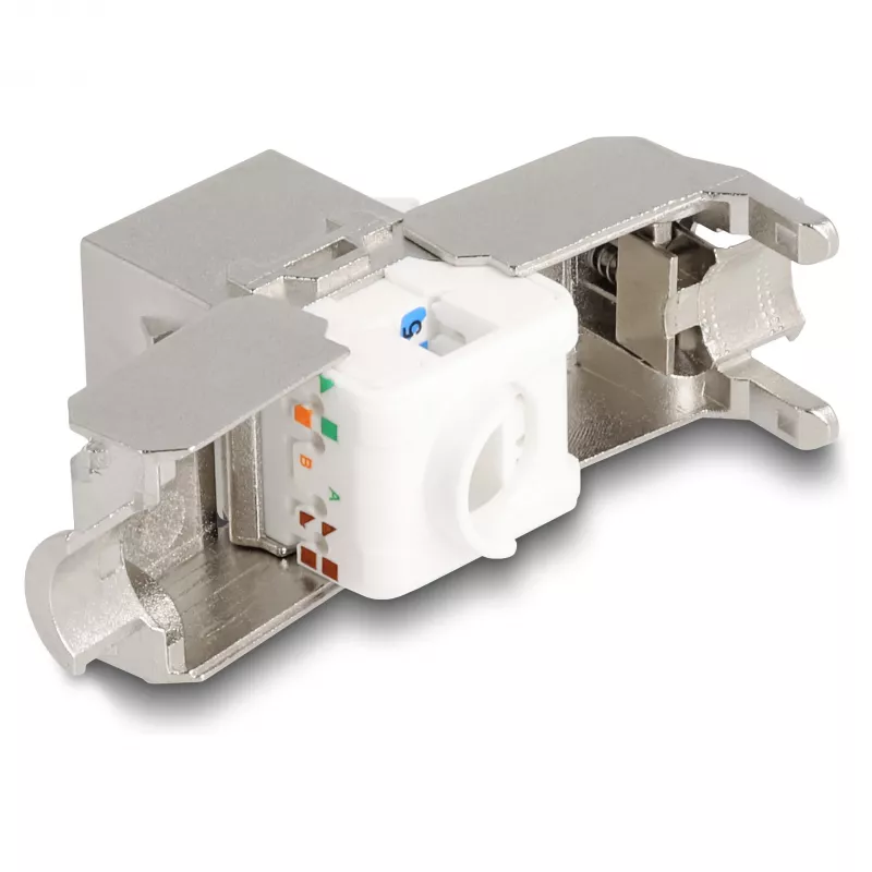 Módulo Keystone DeLOCK RJ45 fêmea para LSA Cat.6A com LED prateado-branco