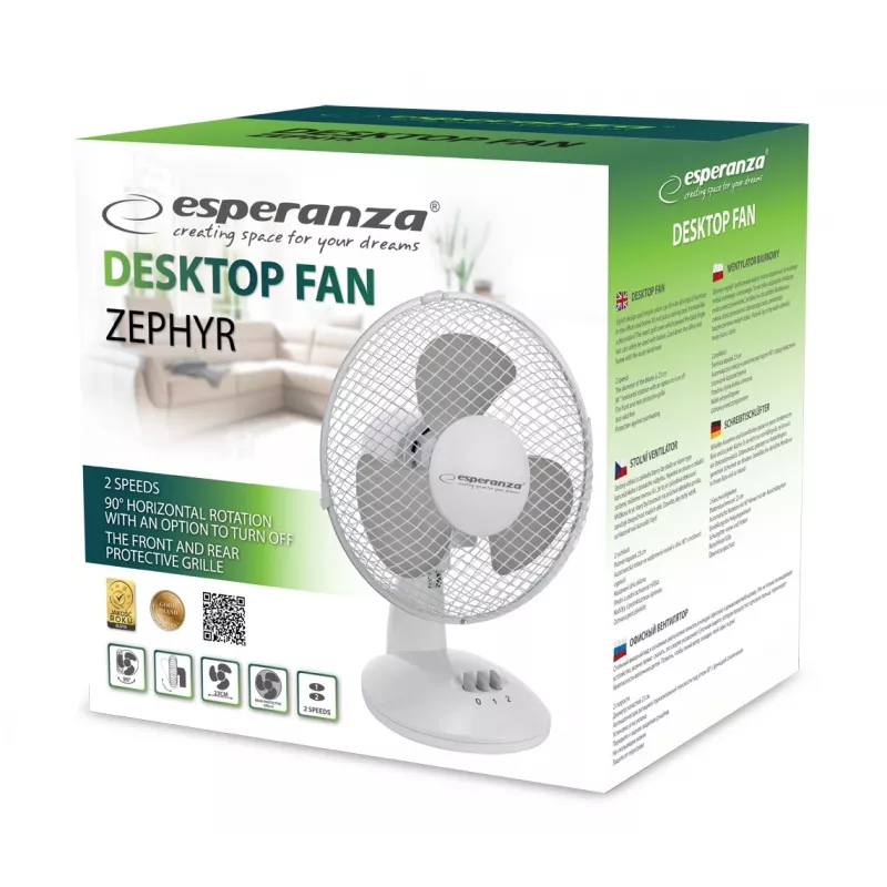 Ventilador de mesa 9 Esperanza EHF004WE ZEPHYR branco-cinzento