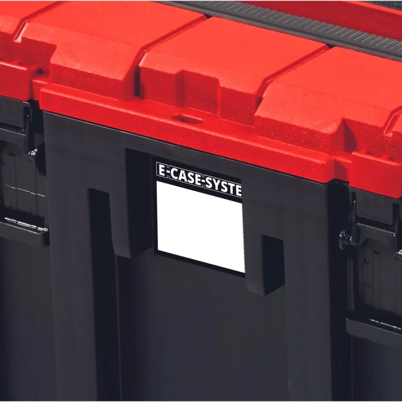 Einhell 4540021 E-Case M mala de sistema, caixa de ferramentas, polipropileno, capacidade de carga de 90 kg, preto/vermelho