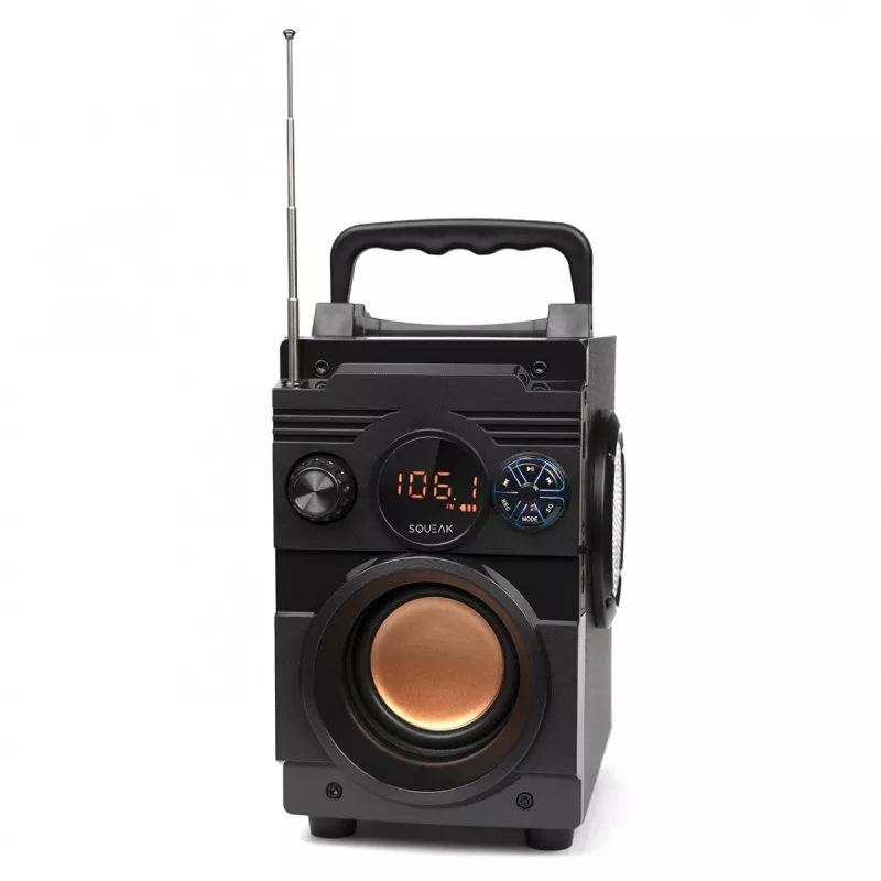 Altifalante Bluetooth 5.1 Squeak Bassblaster, rádio FM, leitor MP3 SQ1001