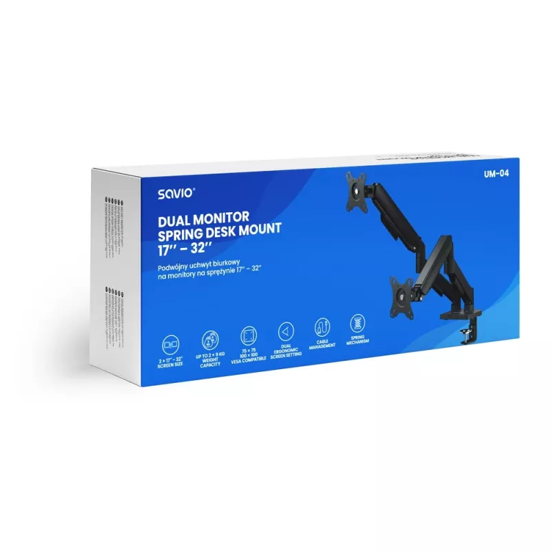 Suporte de secretária para monitor Savio UM-04 Dual Spring 17