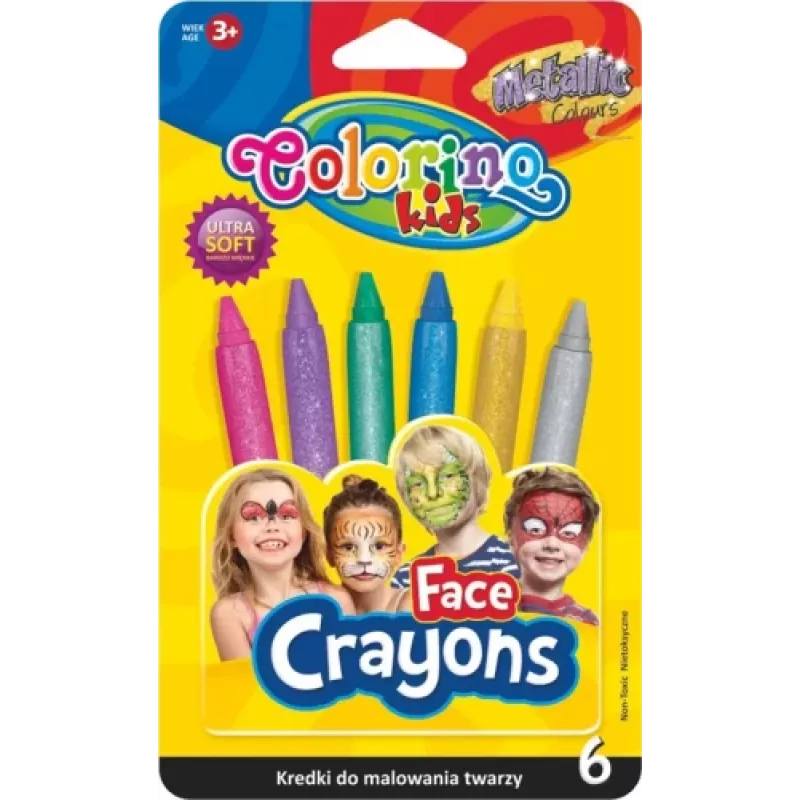 Lápis de pintar a cara colorino modelo 65917PTR — conjunto com 6 cores metálicas para pintura facial