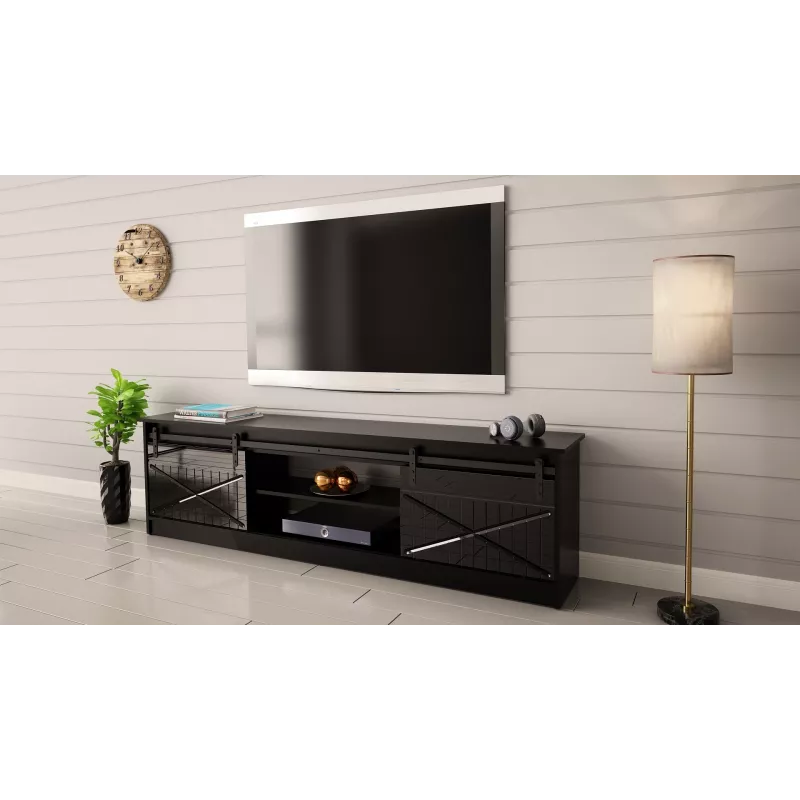 Móvel RTV GRANERO 200x56.7x35 preto/preto brilhante