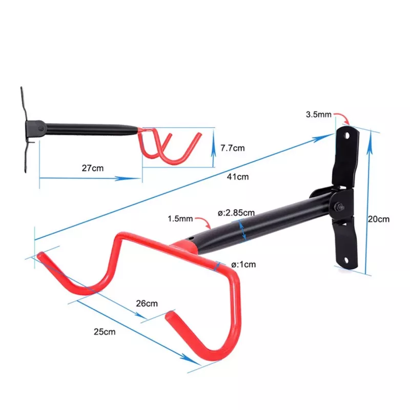 Suporte de bicicleta de parede MACLEAN MC-430, suporte horizontal, suporta até 30 kg, preto