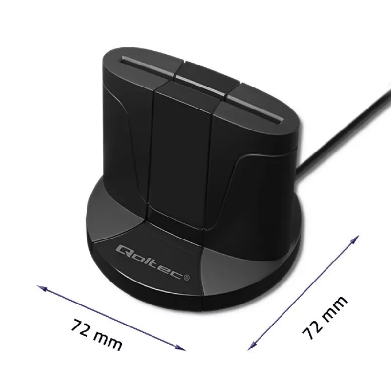 Leitor de cartões inteligentes Qoltec 50632 USB 2.0 preto cabo 1m