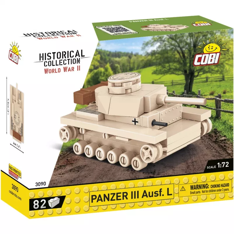 Conjunto de construção Cobi Panzer III Ausf.L — 103 peças, idade recomendada 6+, bege