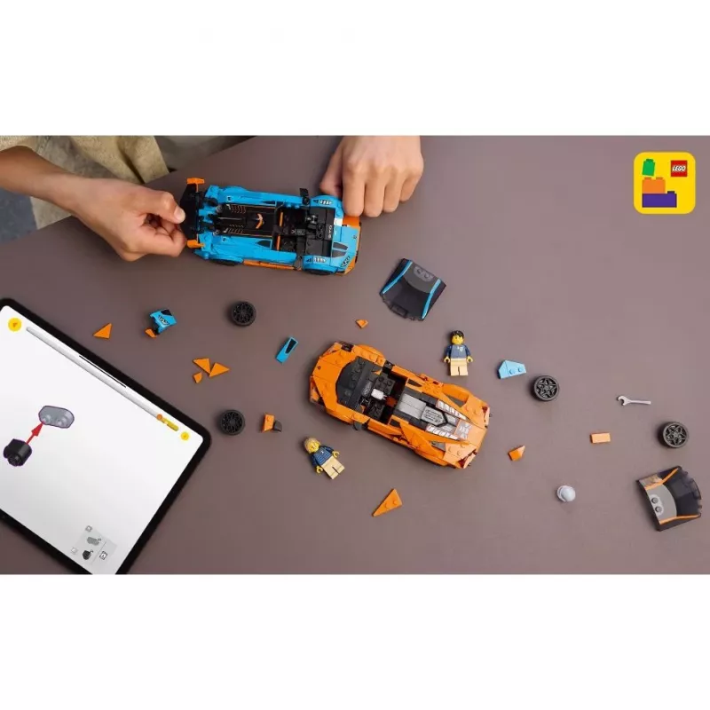 Conjunto LEGO Speed Champions 77238 — Lamborghini Revuelto & Huracán STO, 607 peças, 2 minifiguras, idade recomendada 10+