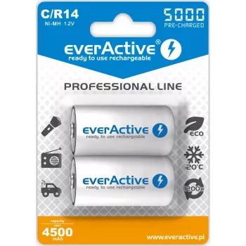 Pilha recarregável NiMH cilíndrica everActive EVHRL14-5000, 1,2 V, 2 unid., 51,5 mm de altura