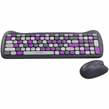 Conjunto de teclado e rato sem fios CANYON HSET-W6 Kitty Edition – violeta